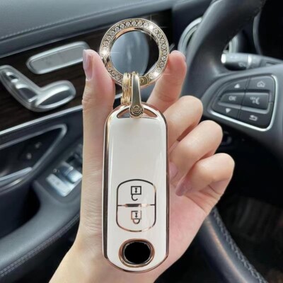 Auto Schlüssel Hülle+ Ring Weiß für Mazda 2 3 6 CX-3 CX-5 MX-5 Key Cover KEYLESS