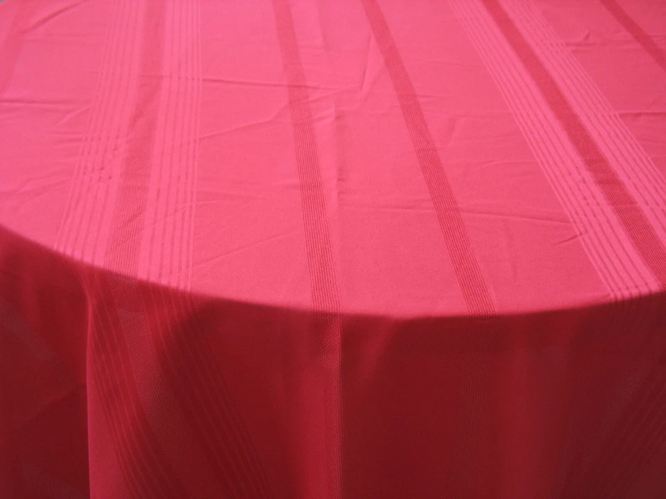 70" Round Red on Red Stripe DesignTablecloth, Polyester Surged Edges - Image 3 of 4