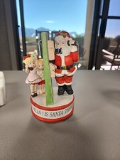 Vintage Ceramic Christmas Music Box Santa Clause 'Santa Clause Coming to Town'