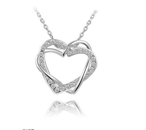 Yiwu Fashion Jewelry Factory Jewelry Customized Double Diamond Heart Necklace Ea - Picture 7 of 7