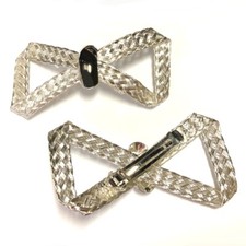 Women Bow Barrette Fancy Prom Oversized Large Woven Metal Hair Clip Made France