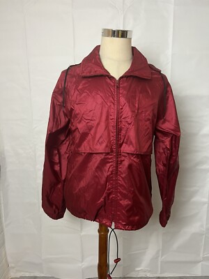 Eddie Bauer Jacket Mens Red Zip Up Hooded Nylon Jacket Sz S