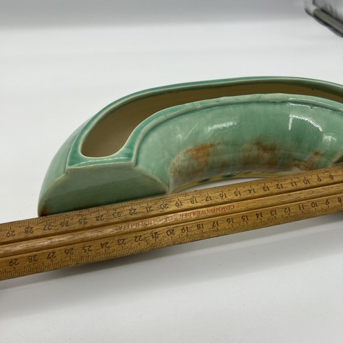 Vintage MCM Diana Australian Pottery Green Ceramic Trough Planter 51 Crescent - Picture 5 of 18