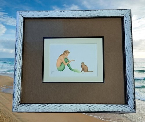 Mermaid Core Decor Ocean Nautical Framed Fantasy Maritime Art - Picture 10 of 13