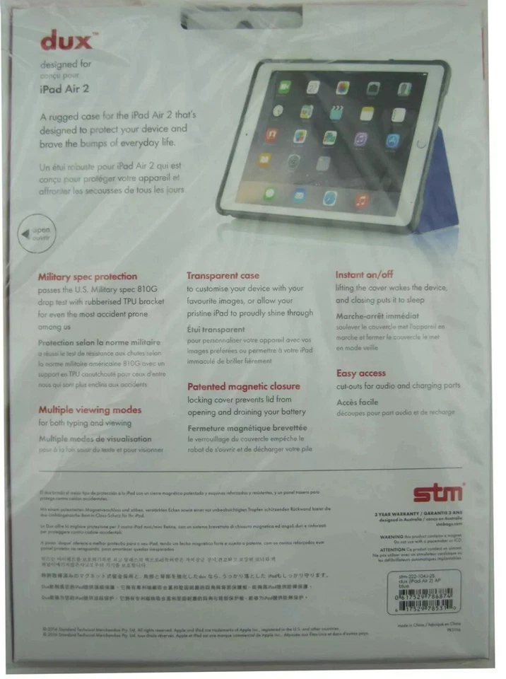 STM STM-222-104J-25 Dux Rugged Case Cover Protection Blue for iPad Air 2 (9.7") - Image 2 of 2
