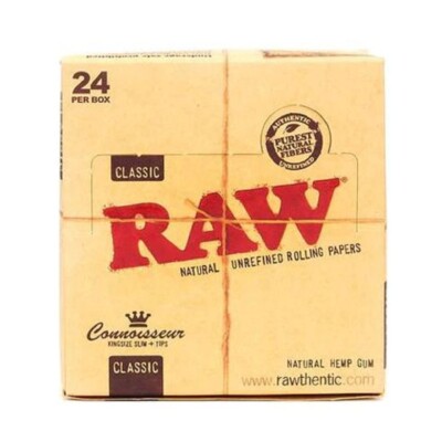 Neu 24x RAW Classic Natural Unraffiniert Rizla Blättchen Slim 110mm King Size