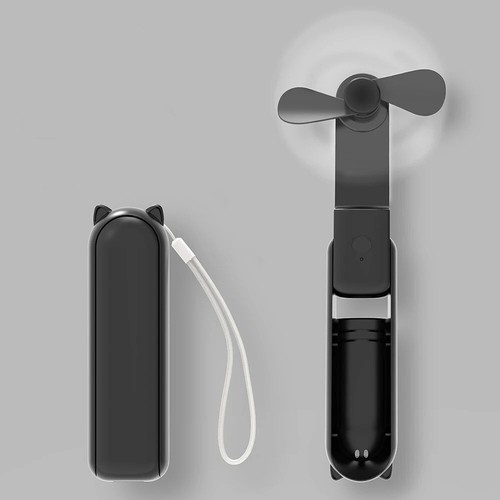 USB Rechargeable Foldable Handheld Fan 3-in-1 Mini Power Bank Pocket Cooler - Picture 9 of 13