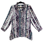 Chico's Paisley Barocco Print Tunic Size 1 (US 8/10) Button Up Art to Wear EUC