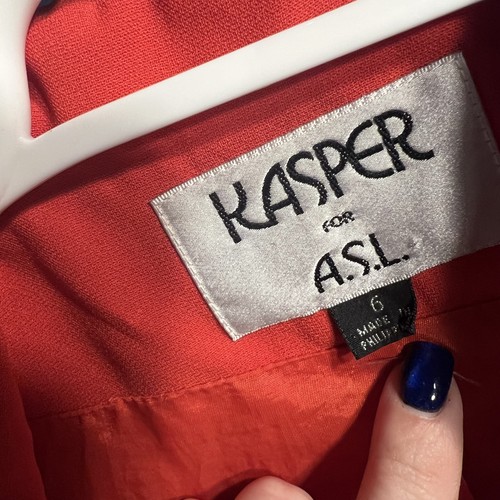 Kasper for ASL Blazer with Shoulder Pads, Red Orange, Size 6 - Picture 5 of 6