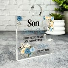 Gift For Son Thank You Blue Floral Puzzle Piece Keepsake Plaque Ornament Present