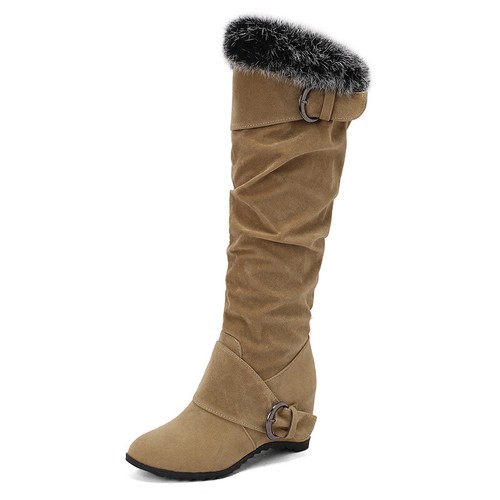 2024 Winter Womens Fur Trim Warm Fashion High Heels 40-43 Warm Knee High Boots - Picture 9 of 25