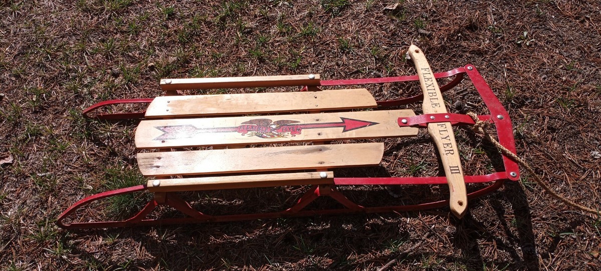 Vintage Flexible Flyer III Red Metal & Wood Sled | eBay