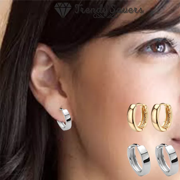 Small plain silver shop hoop earrings