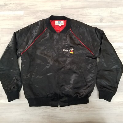 Vintage Disney Channel Satin Bomber Jacket XL USA Made Full Zip 