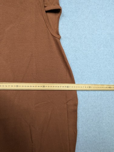 Kookai Dress Womens 12 Brown Ribbed Long Bodycon Sleeveless Cut Out Section New - Picture 11 of 17