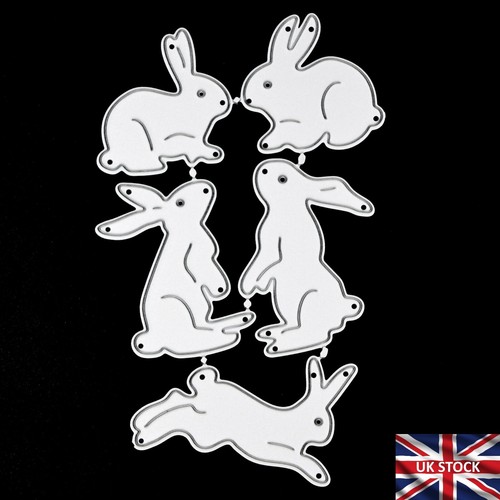 5 Easter Bunnies Rabbits Hares Metal Cutting Dies, Card Making, Scrapbooking, F6 - Picture 6 of 6