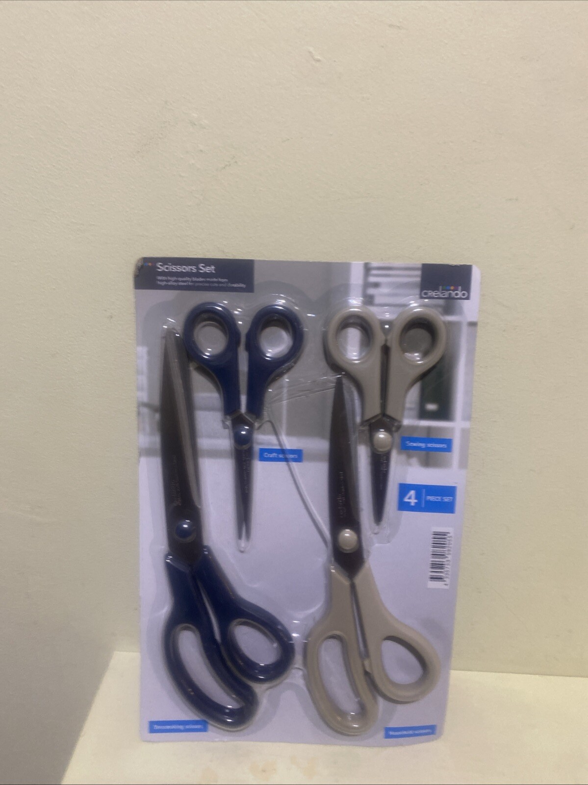 Crelando 4 Pack Scissors Set Stainless Steel  Dressmaking, Household & Craft Sew