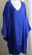 New Romans 4x Lux Blue Lightweight Cotton Gauze Aline Tunic Lagenlook Jacket