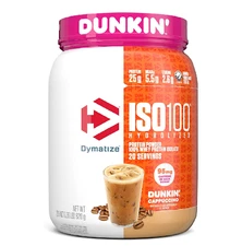 Dymatize ISO100 Hydrolyzed Protein Powder in Dunkin Cappuccino flavor