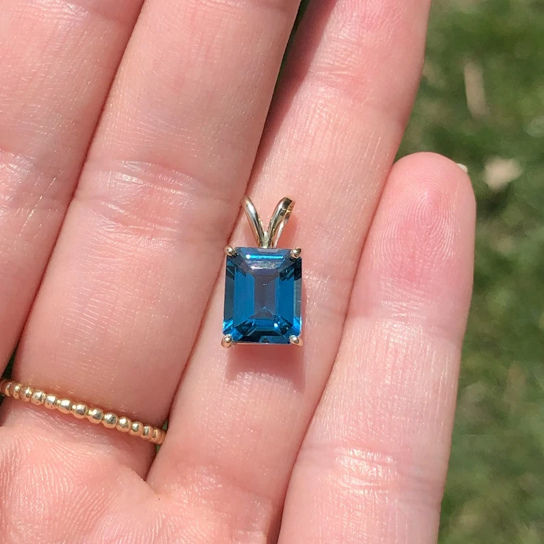 Eleganter Blautopas Edelstein 925 Sterling Silber Handarbeit Anhänger Geschen... - Bild 2 von 4