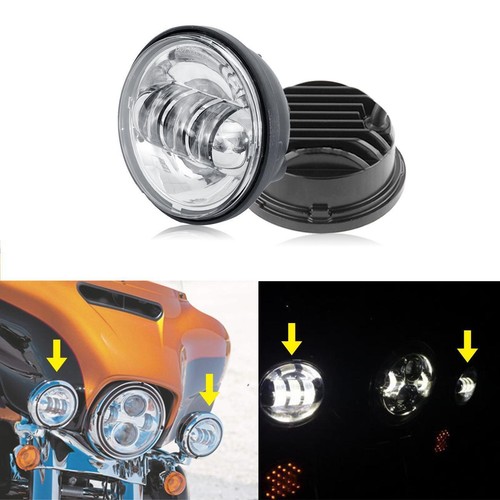 Pair 4.5" Inch LED Passing Lights Auxiliary Forward Fog Lights for Harley - Picture 2 of 11