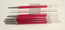 5 Replacement GEL ROLLERBALL REFILLS-RED-FIT MOST ROLLERBALL PENS-MED.7MM