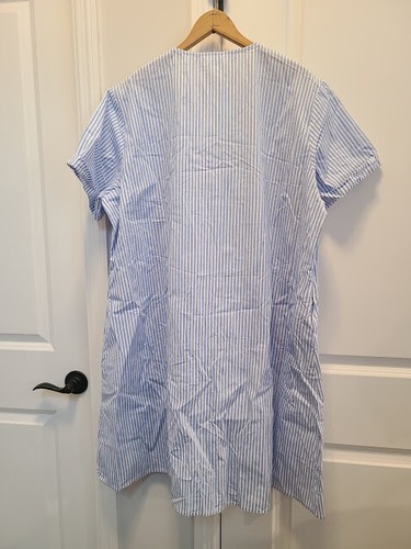 Yozly Women's Short Sleeve House Dress Size 2XL. Blue and White Stripes. - Picture 2 of 4