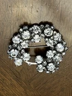Vintage Eisenberg Round Rhinestone Cluster Brooch Silver Tone Signed Unique!