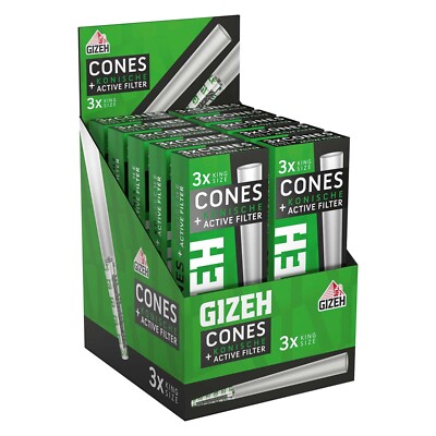 GIZEH Cones Hülle mit Aktivkohlefilter Ø 6mm - King Size Pre Rolled Cone