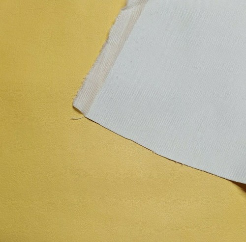 Leatherette Fabric PU Coated Viscose Yellow and Coral Red Colours 55" Wide - Picture 7 of 7