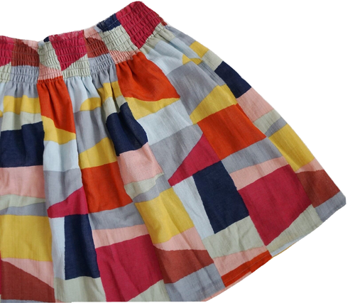 $225 NEW TORY BURCH Multi-Colored 100% COTTON "TRISTA" PLEATED Skirt L - Picture 3 of 6