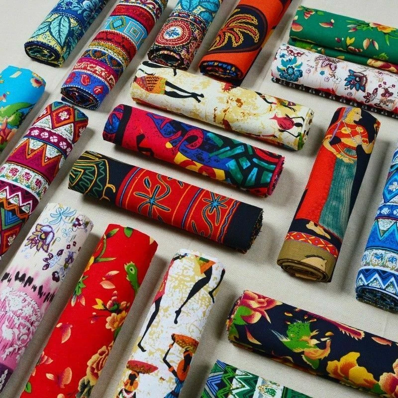 Stripe Tribal Ethnic Fabric Floral Upholstery Curtain Table Cloth Cotton Linen - image 2 of 4