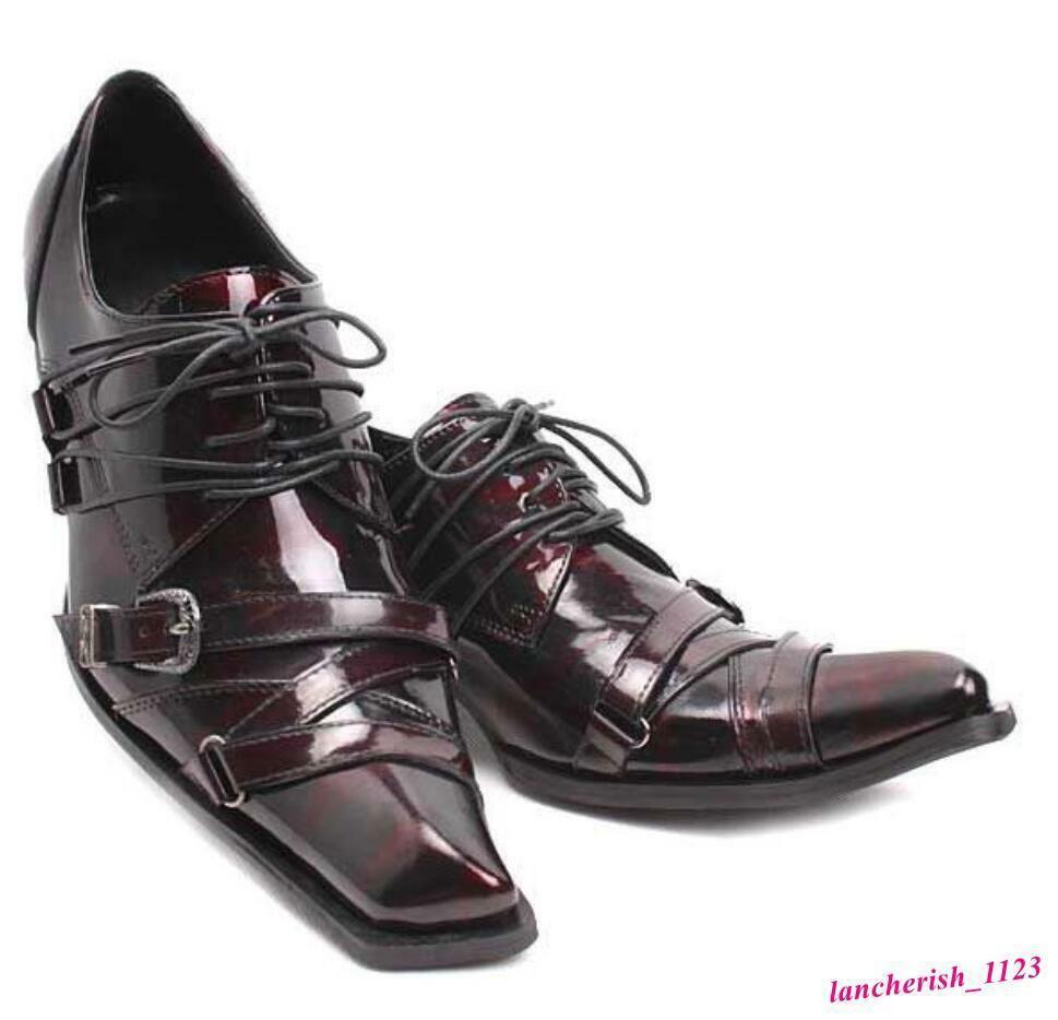 SAOLA Scarpe eleganti uomo pelle fibbie formali punta quadrata matrimonio strass