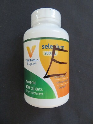 The Vitamin Shoppe Selenium 200 mg 300 Tablets Antioxidant Thyroid