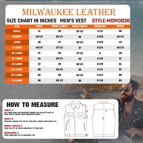 Gilet Moto Milwaukee Pelle 3030 Uomo Nero Cerato Rivestito Denim Stile Club - Foto 3 di 10