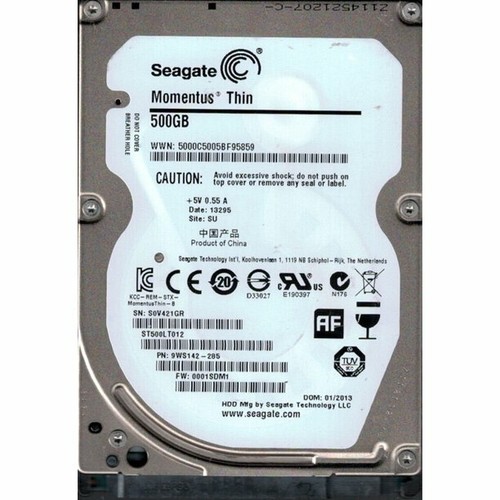 SEAGATE 500 GB MOMENTUS THIN 5400 RPM 2.5" ST500LT012 SATA Internal Hard Drive