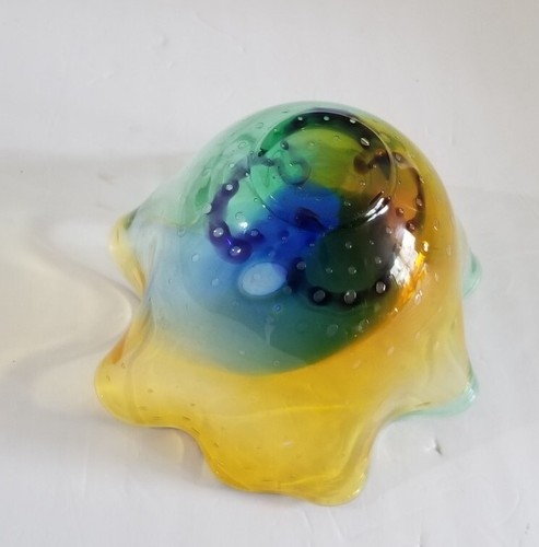 Adam Jablonski Art Glass Bowl Vase Controlled Bubbles Signed - Picture 16 of 19