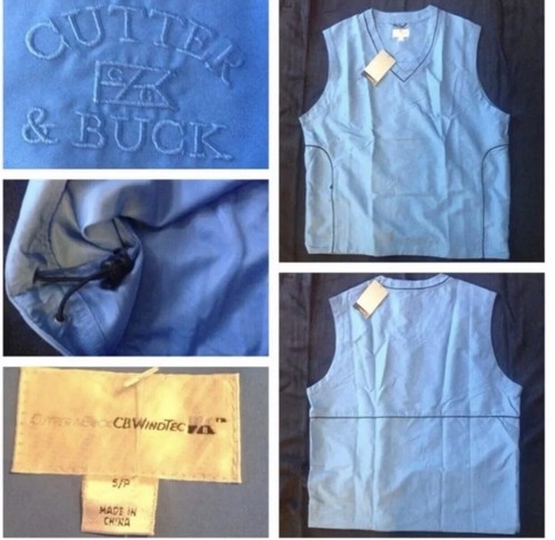 Cutter & Buck British Blue Men’s SMALL L Golf Rain Repellent Windshirt Vest NWT - Picture 4 of 5