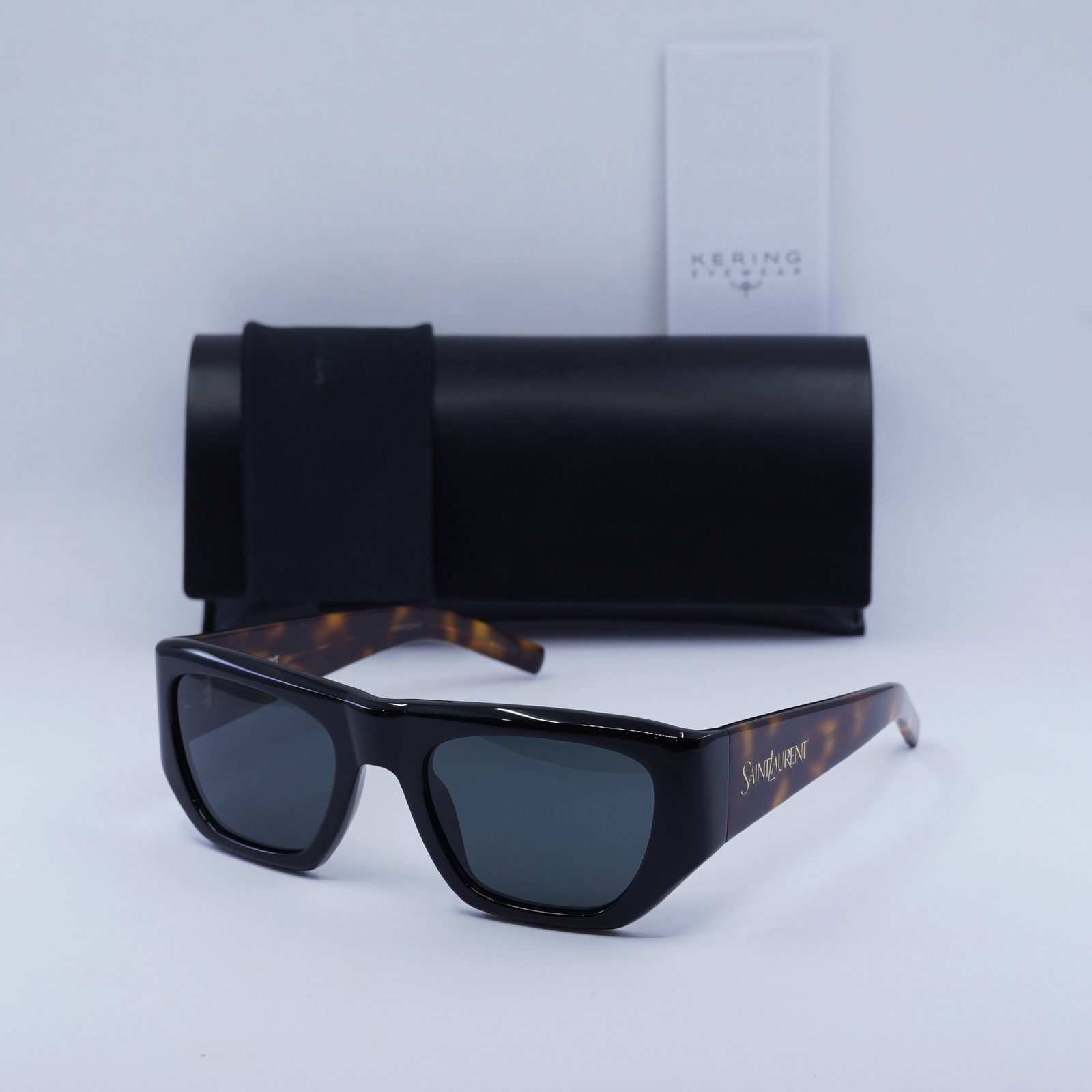 Occhiali da sole SAINT LAURENT SL740 004 nero avana grigio scuro 52 21 135 nuovi auto...