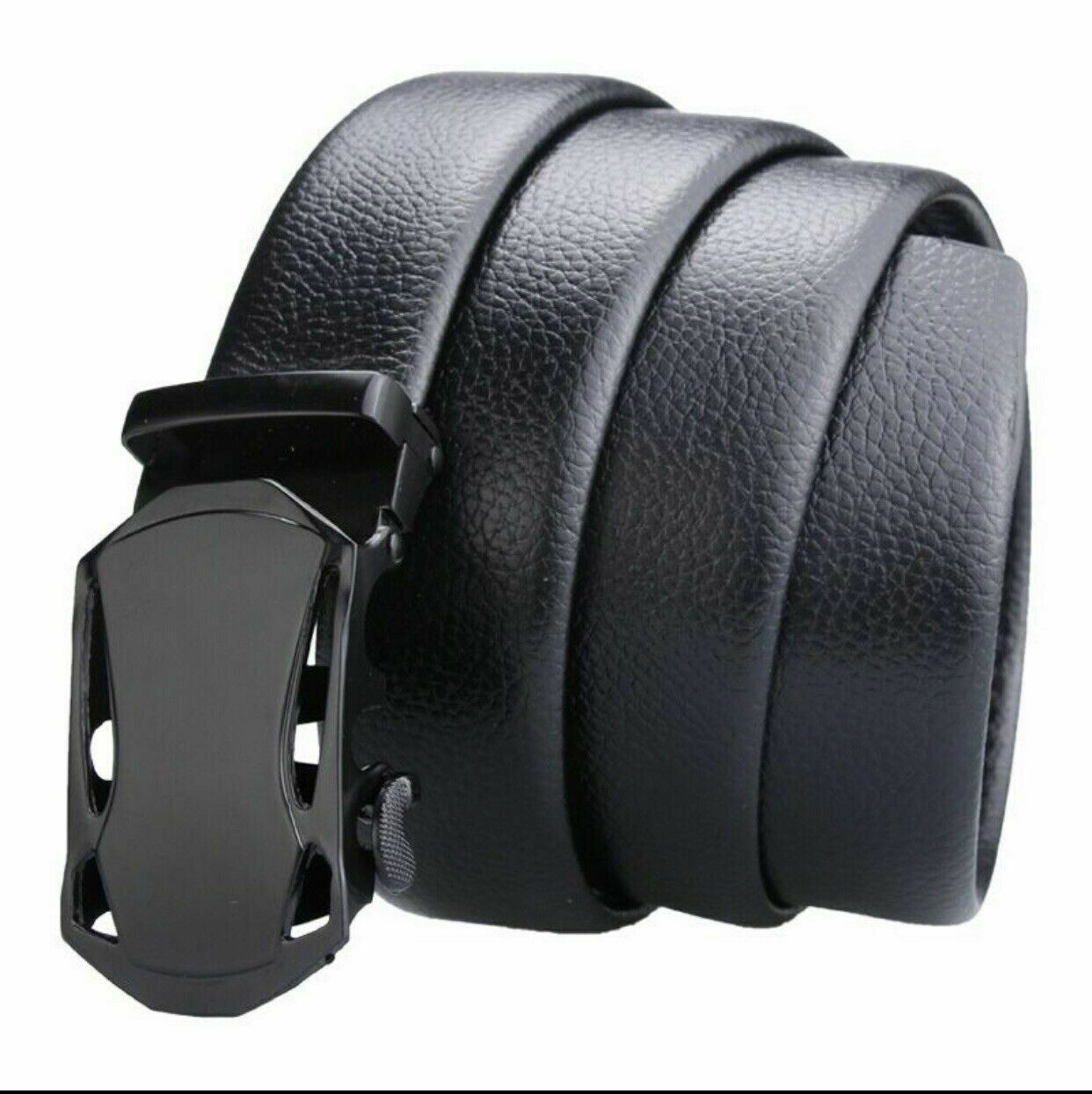 Men's Automatic Click Lock Buckle Waist Strap Dress Comfort Black Belt Casual - Zdjęcie 11 z 12