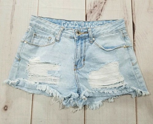High Rise Distressed Blue Shorts Size 