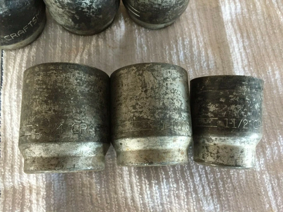 VINTAGE LOT OF 9 CRAFTSMAN 3/4" DRIVE 12 PT SOCKET SET V SERIES 1 1/4"- 2" - Image 3 of 4