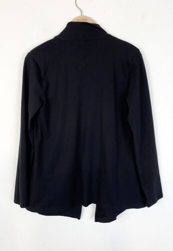 $278 EILEEN FISHER Women XS Black Cotton Stretch Jersey Draped Open Jacket NEW - Picture 2 of 5
