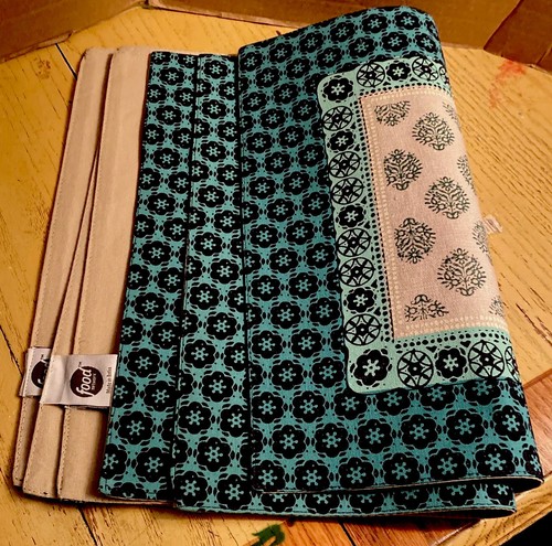 (3) Food Network Vibrant Aqua Ethnic Placemat 14" x 19", NWT, 100% Cotton - Picture 12 of 13