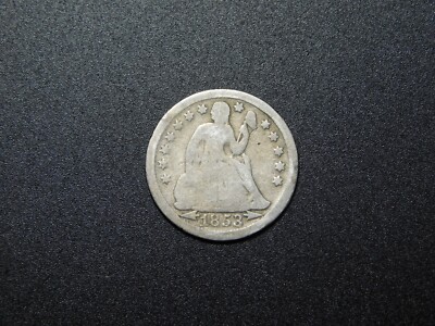 OLD SILVER  US COIN 1853 SEATED LIBERTY  DIME with  ARROWS