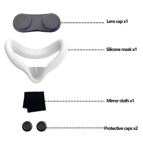 Silicone VR Face Cover with Len Cover & Joystick Cover for Meta Quest 3S(White) - Picture 7 of 12