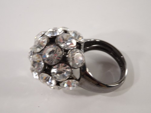 Lee Angel Women's Gunmetal Crystal Fireball Disco Ring Sz 6 NWT 165 - Picture 6 of 18