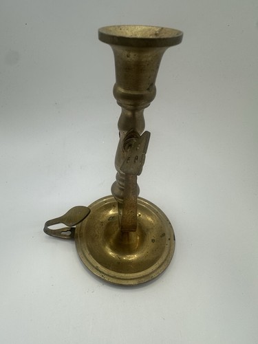 Portacandele nave bastone cardanico ottone massiccio oscillante vintage secolo - Foto 2 di 8