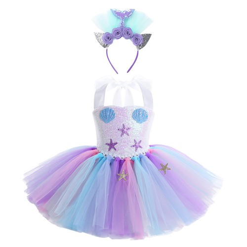 iEFiEL Kids Girls Princess Mermaid Rainbow Tutu Dress Party Birthday AU - Picture 30 of 40