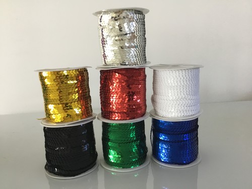 5M Laser Flat Sequin String 6mm Trim Lace Braid Ribbon Mask Craft Dance Costume - Picture 4 of 134